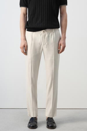 slim chino met linnen beige