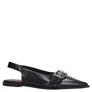 leren slingback loafers met siergesp zwart