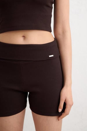 sportshort Ease Ribbed donkerbruin