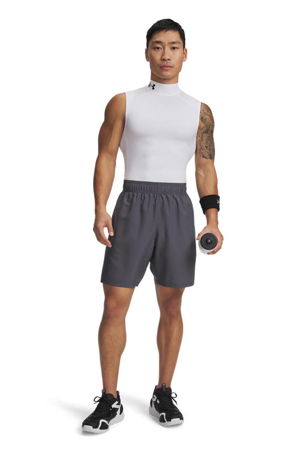 Grijze heren Under Armour sportshort van polyester met relaxed