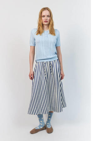gestreepte midi rok blauw