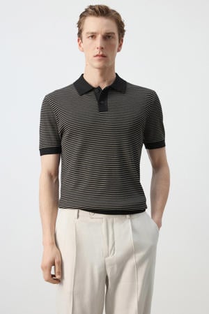 regular gestreepte polo zwart