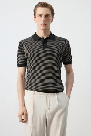 regular gestreepte polo zwart