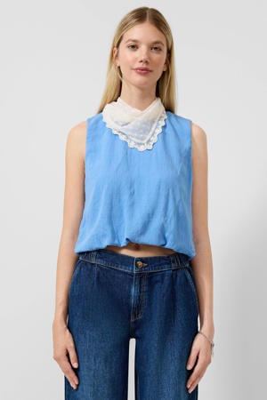 top met textuur lichtblauw