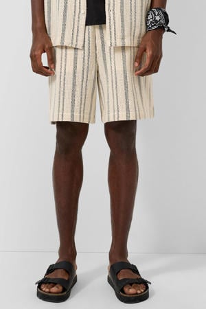 regular gestreepte bermuda short beige