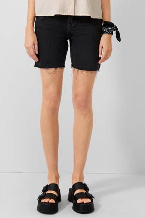 regular high waist denim short zwart