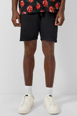 regular casual short met linnen zwart