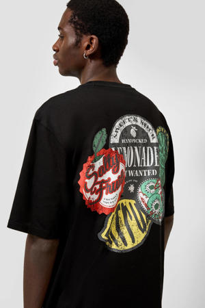relaxed T-shirt met backprint zwart