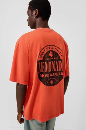 relaxed T-shirt met backprint rood