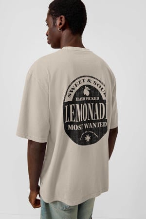 relaxed T-shirt met backprint beige