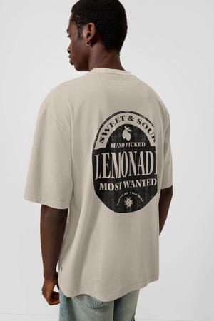 relaxed T-shirt met backprint beige