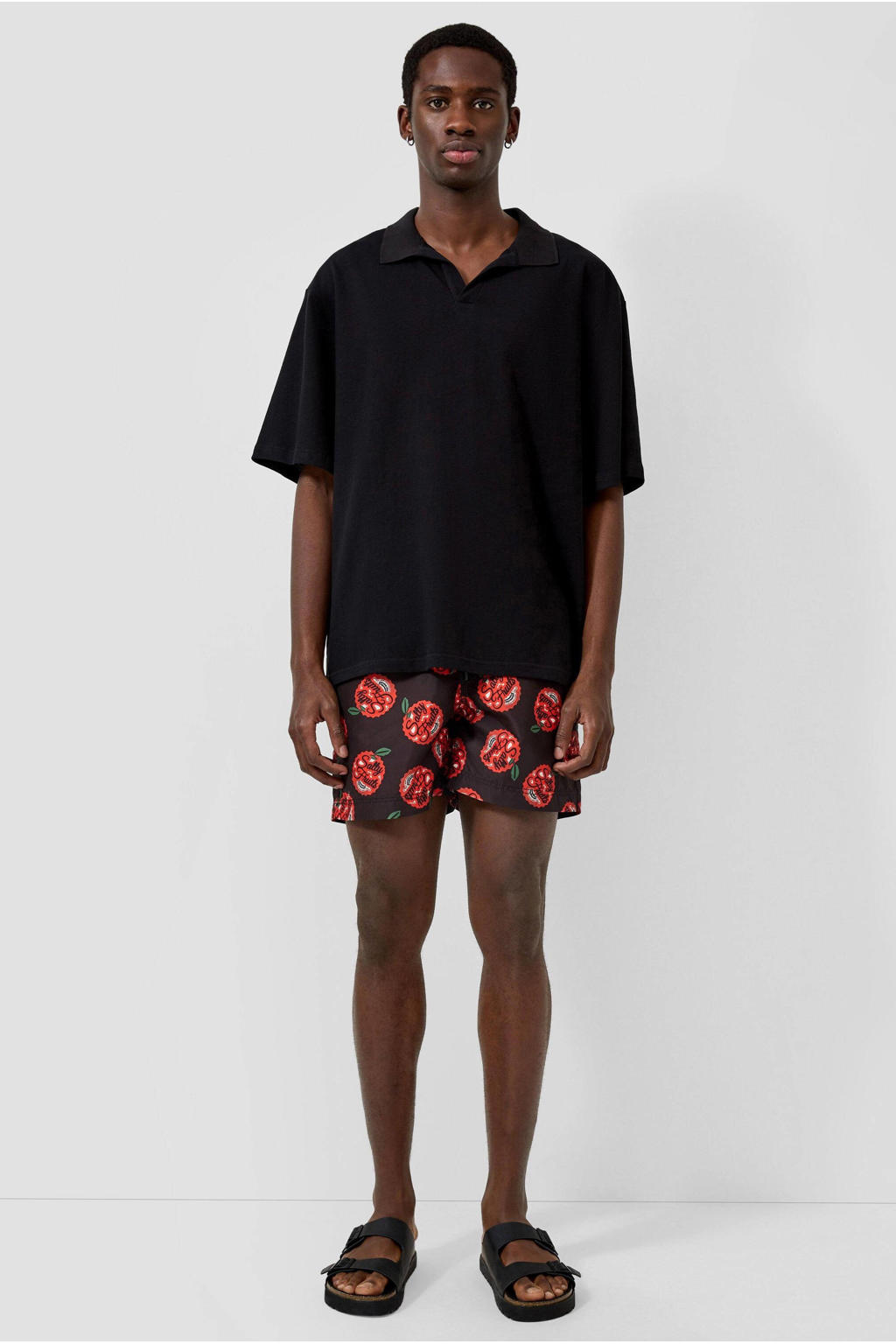 QS zwemshort met print donkerpaars