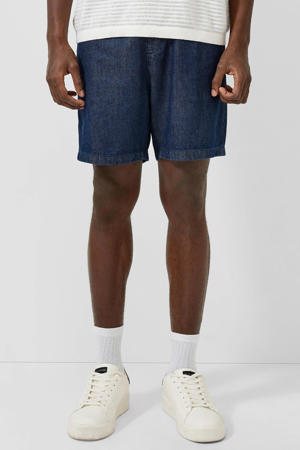 katoenen regular fit korte broek - donkerblauw