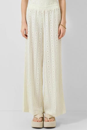 wide leg broek ecru broderie