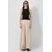 QS wide leg casual broek met plooien en linnen - ecru
