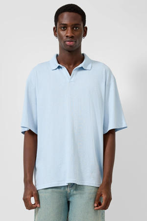 linnen relaxed fit polo - lichtblauw