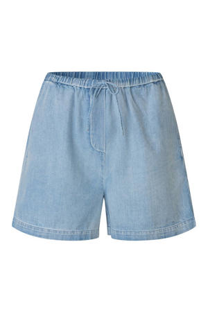 regular waist short light blue denim