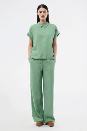 wide leg regular waist broek groen