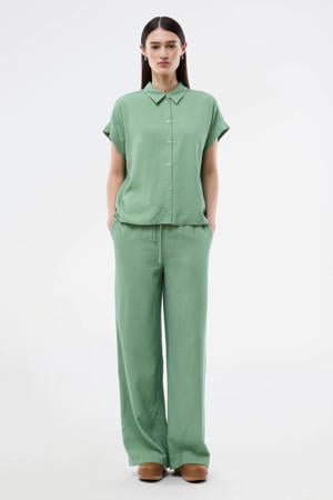 wide leg regular waist broek groen