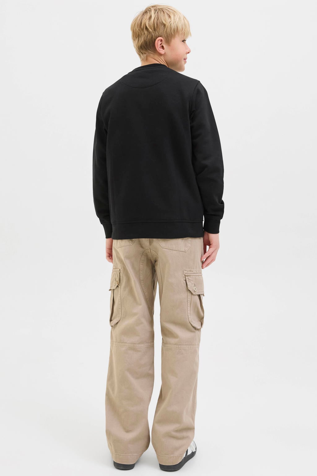 JACK & JONES JUNIOR sweat sweater met tekst - zwart