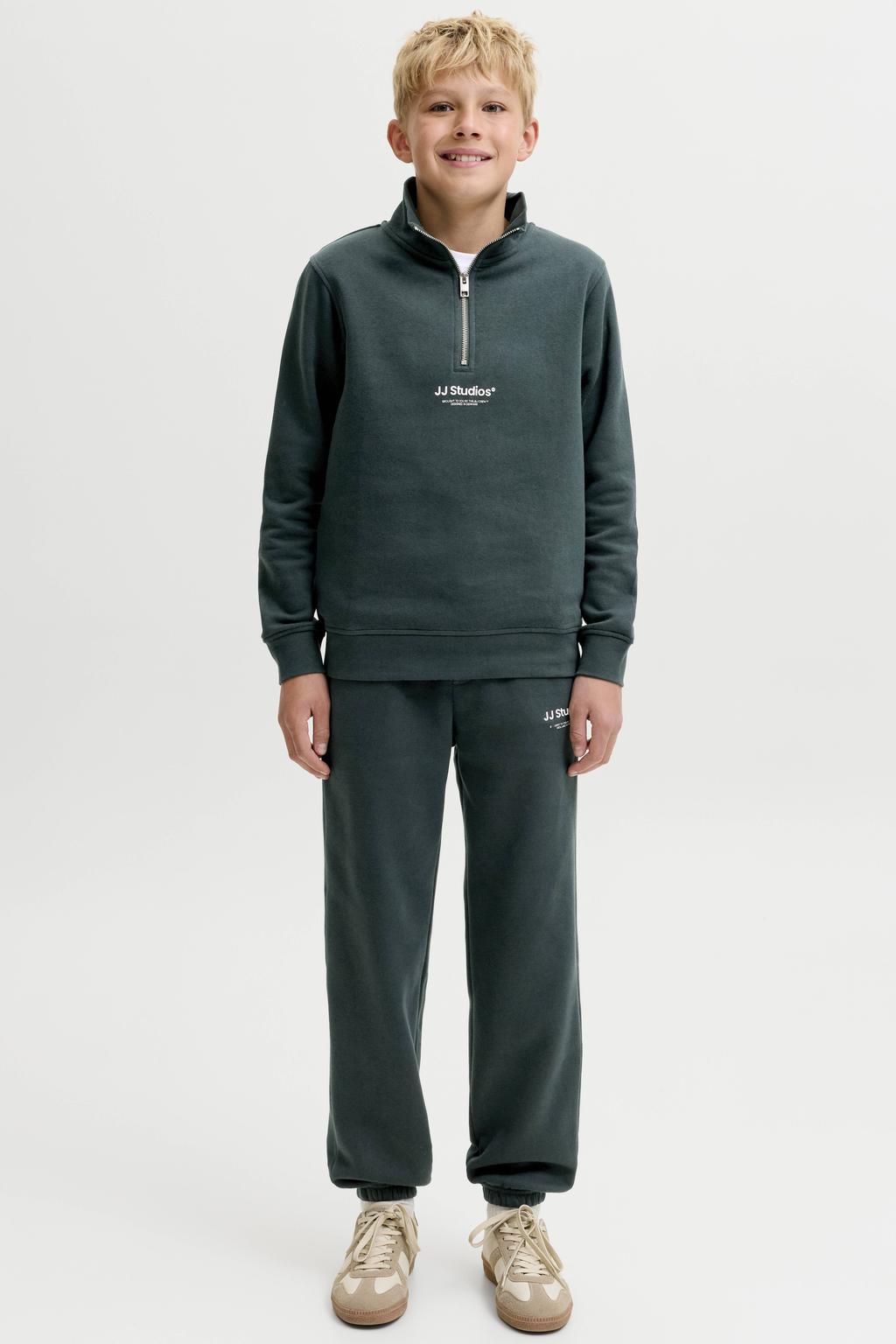 JACK & JONES JUNIOR relaxed regular waist joggingbroek - donkergroen