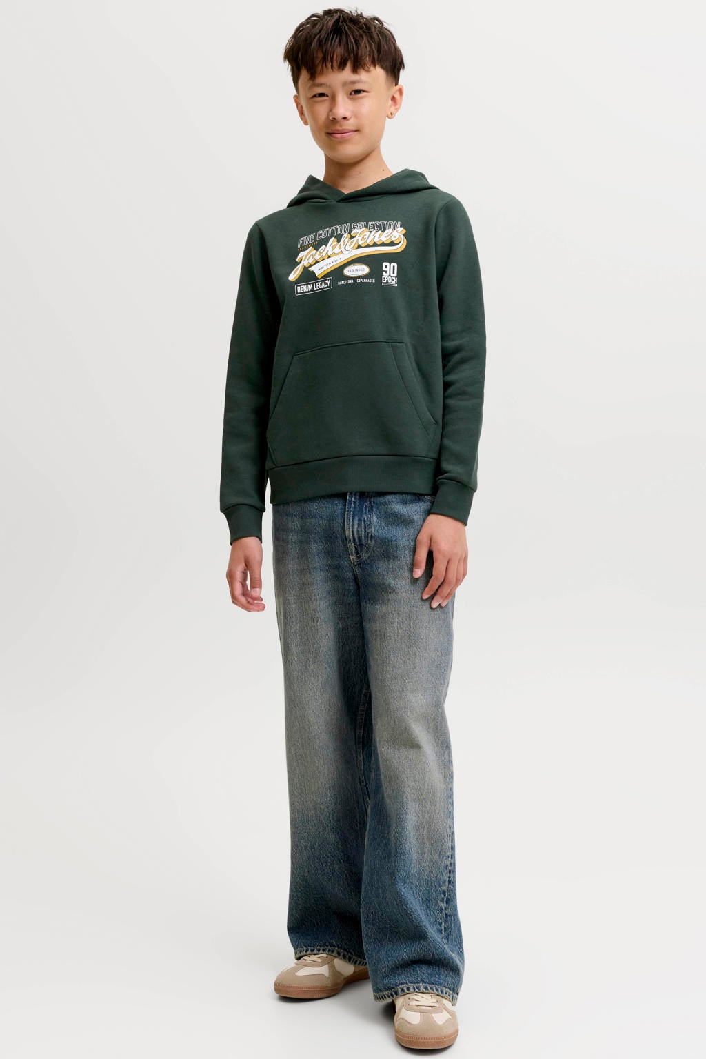 JACK & JONES JUNIOR sweat sweater met logo - donkergroen