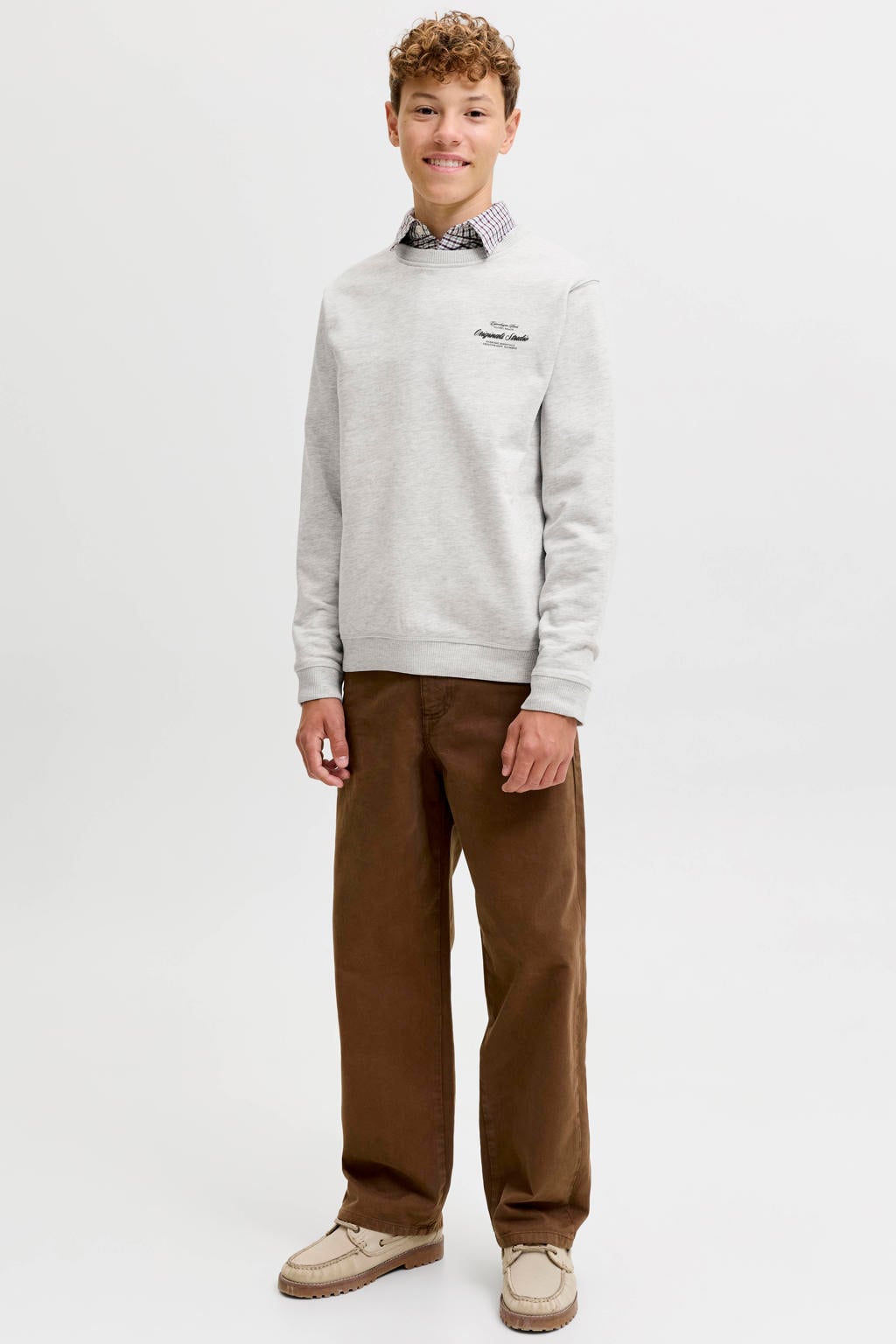 JACK & JONES JUNIOR sweater met backprint - grijs