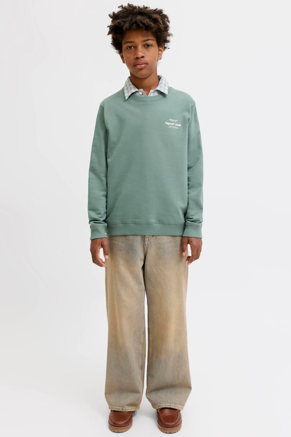 JACK & JONES JUNIOR sweater met backprint - groen