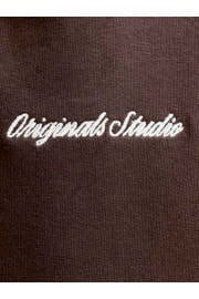 thumbnail: Bruine jongens JACK & JONES JUNIOR van sweat materiaal met tekst print, lange mouwen, capuchon en geribde boorden