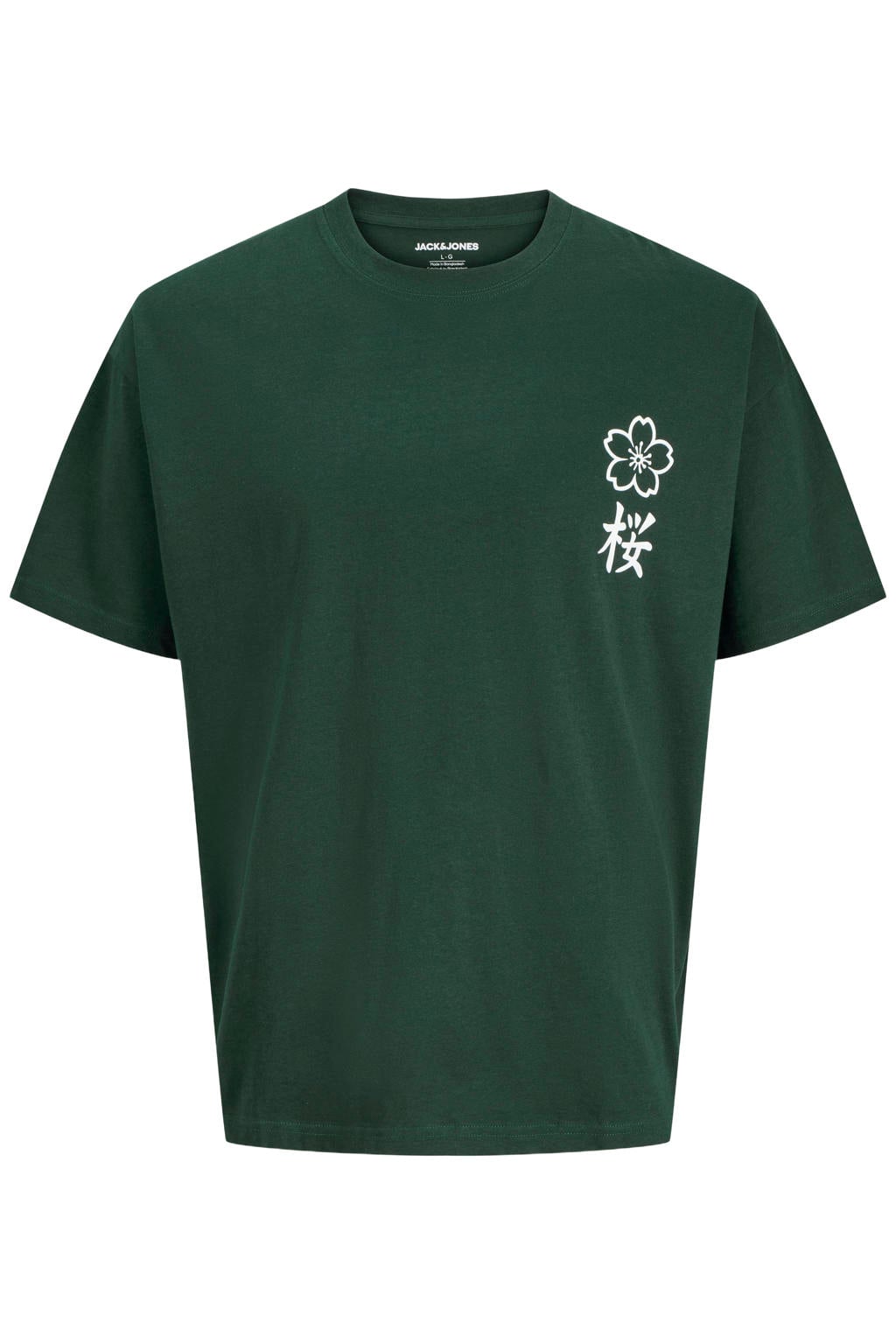 JACK & JONES JUNIOR rechtvallend T-shirt met backprint - groen