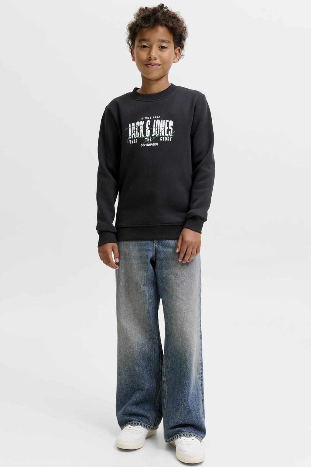 JACK & JONES JUNIOR sweater met logo - zwart
