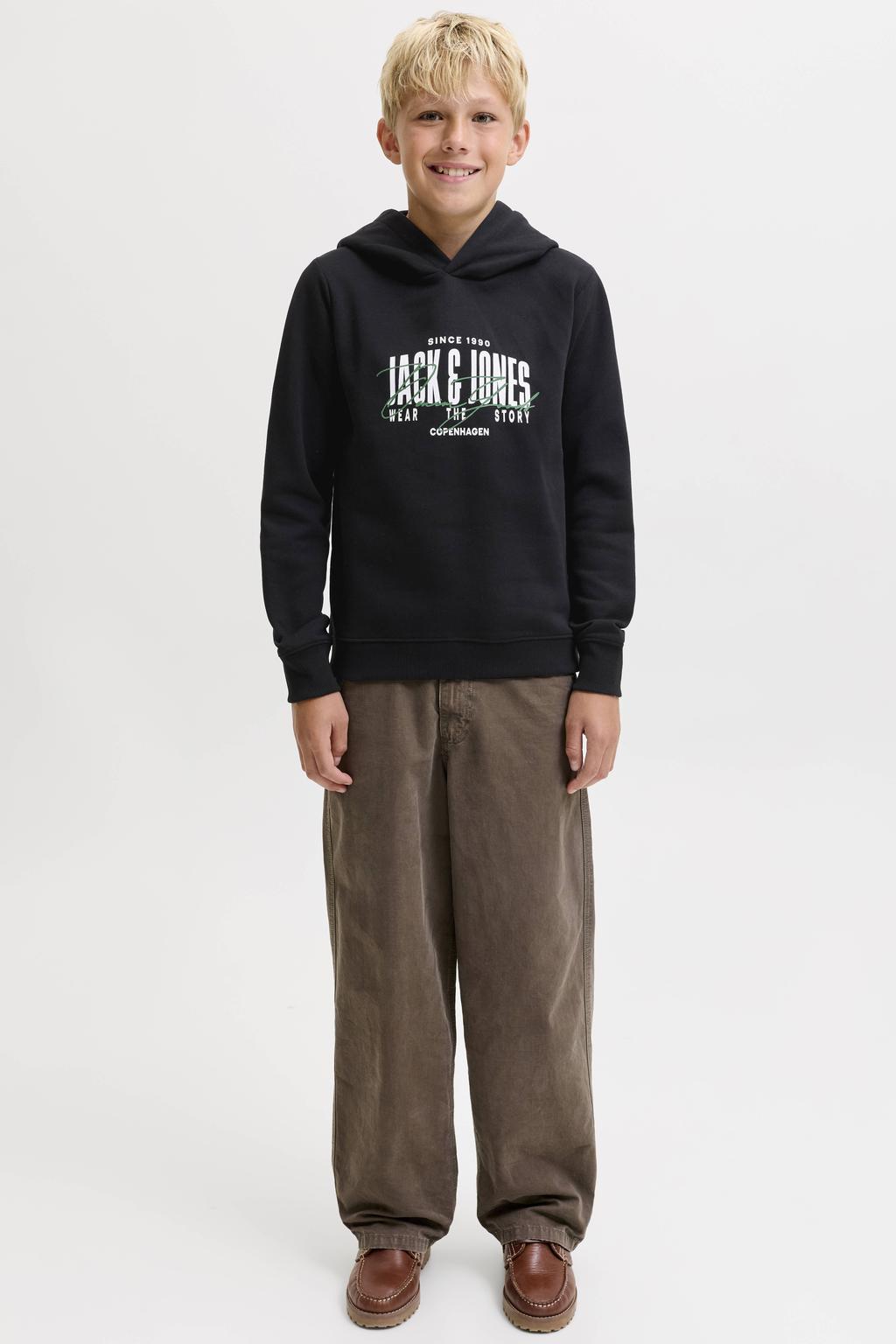 JACK & JONES JUNIOR hoodie met logo - zwart