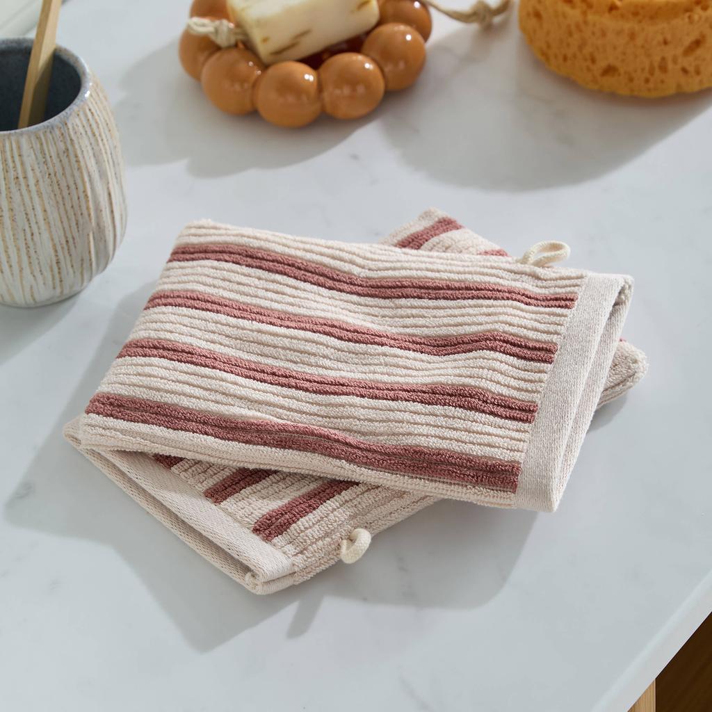 NOUS Living katoenen washandjes 15x20 cm - zand (set van 2)