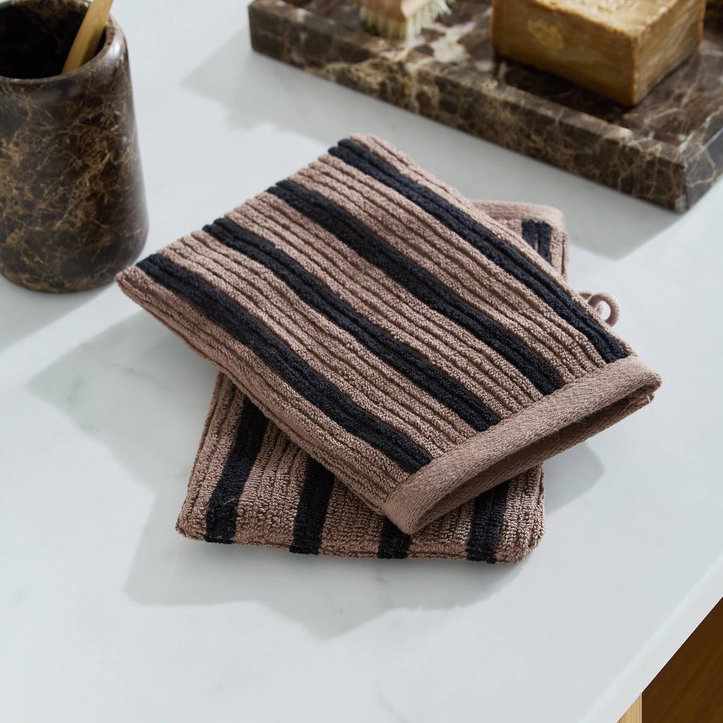 NOUS Living katoenen washandjes 15x20 cm - bruin (set van 2)