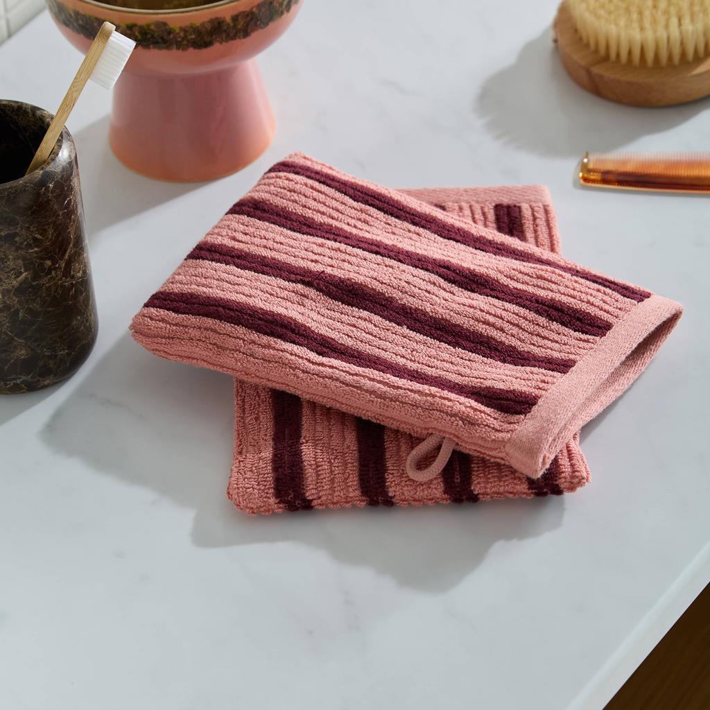 NOUS Living katoenen washandjes 15x20 cm - roze (set van 2)