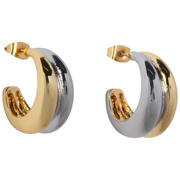 thumbnail: Club Manhattan oorbellen Two Tone Stacked Hoops Goud-/zilverkleurig