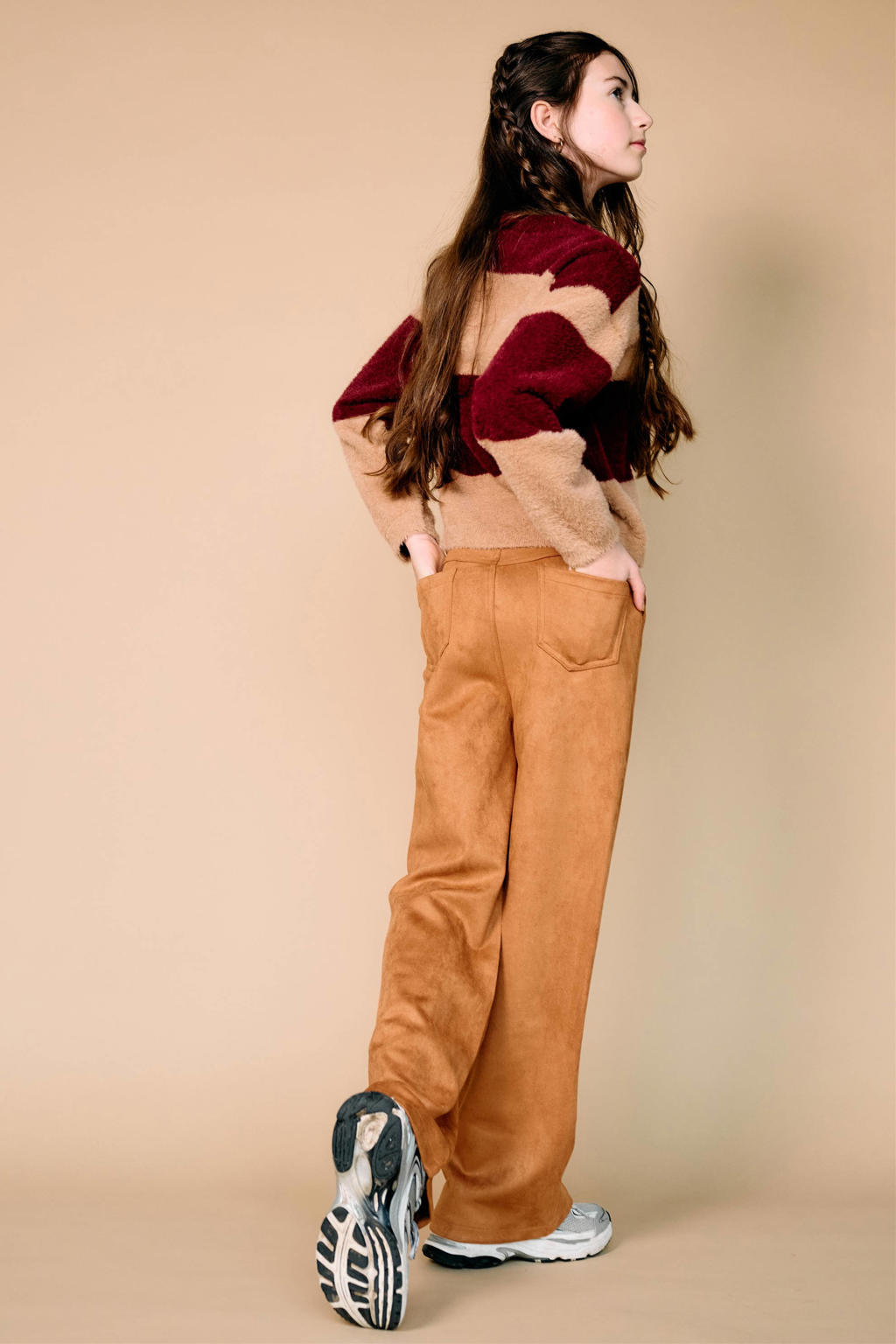 NoBell’ suèdelook regular fit pantalon - bruin