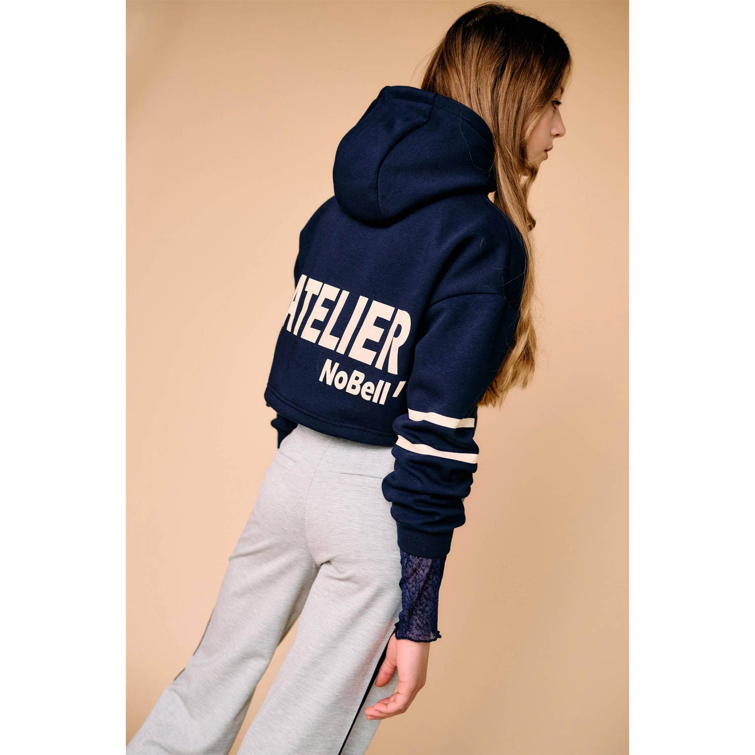 NoBell hoodie met print donkerblauw