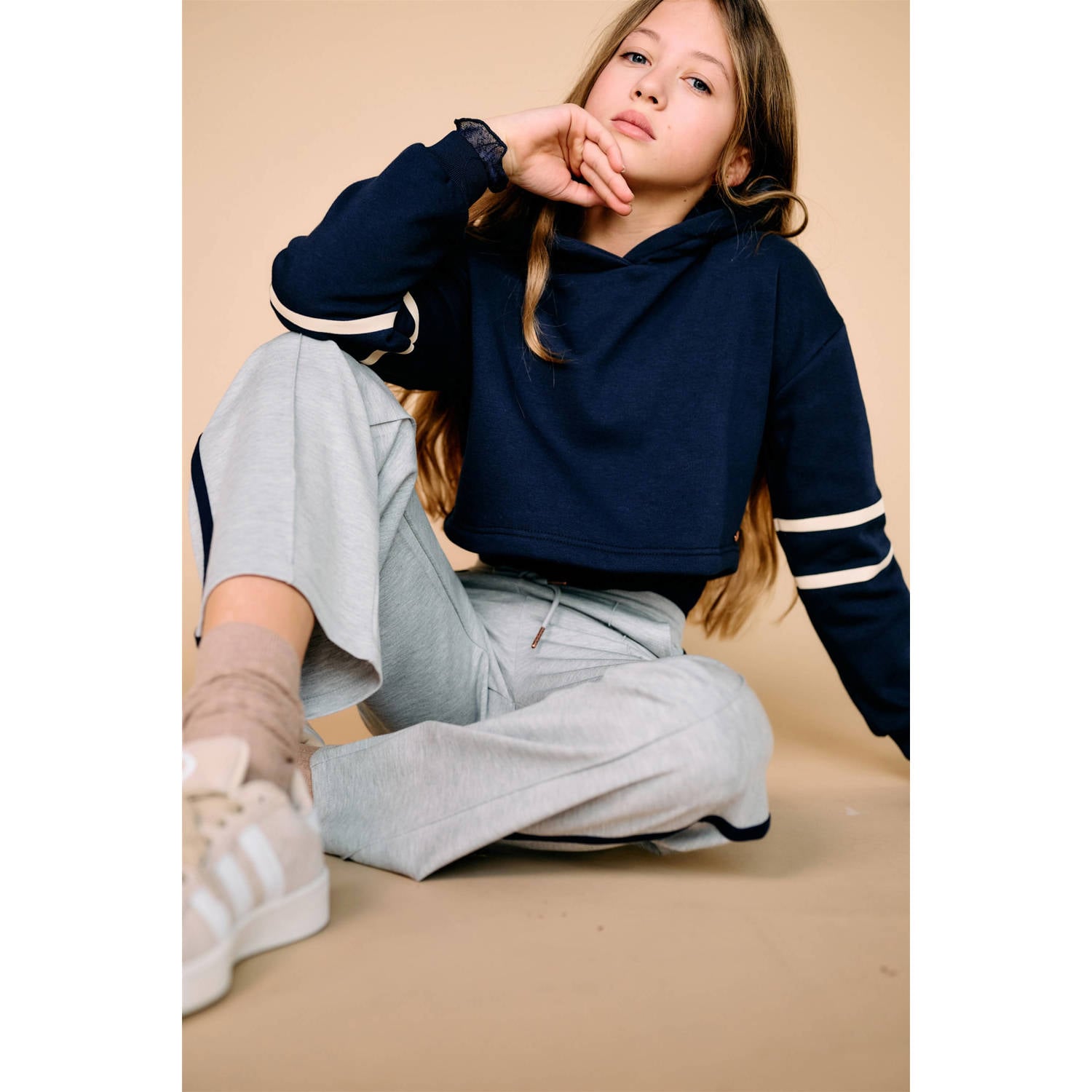 NoBell hoodie met print donkerblauw