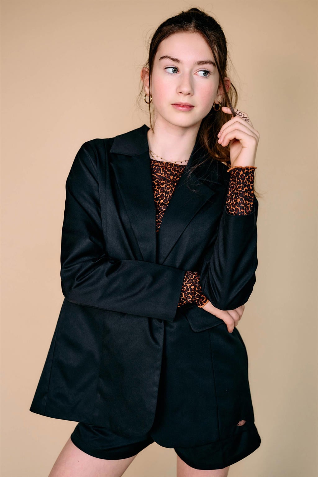 NoBell’ longsleeve met panterprint - bruin