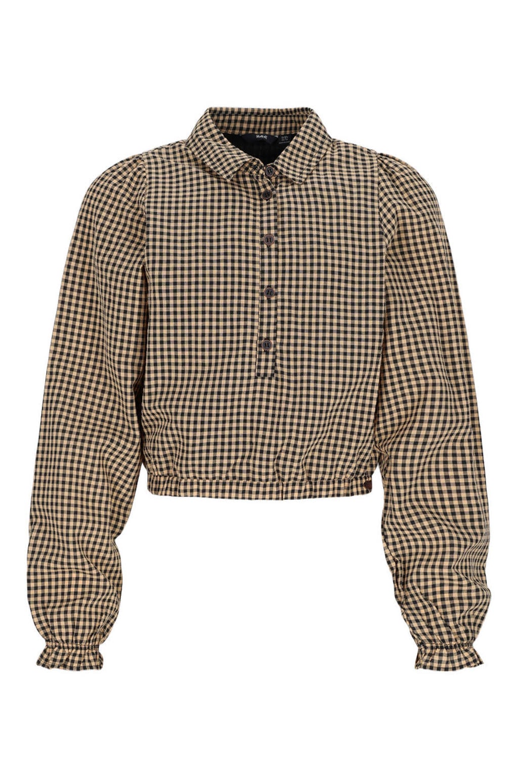 NoBell’ geruite blousetop - zand