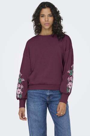 gebloemde sweater paars