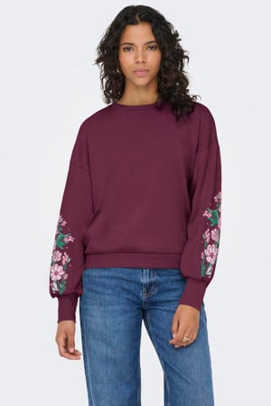 gebloemde sweater paars