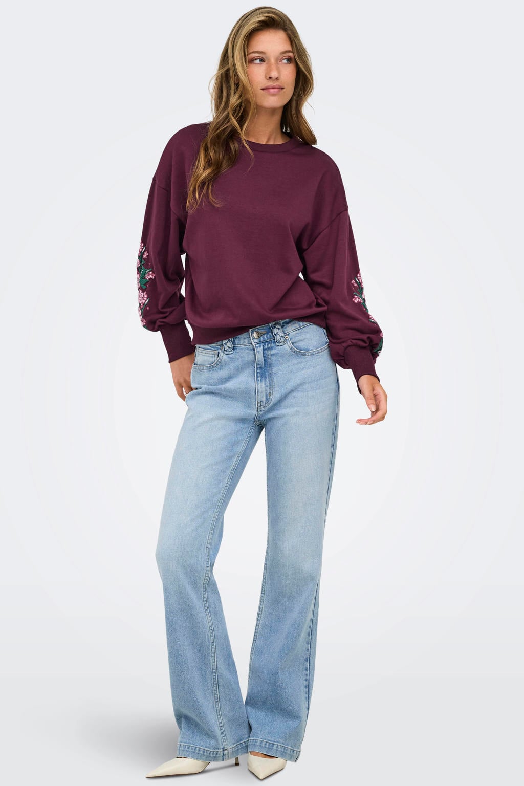 ONLY gebloemde sweater paars