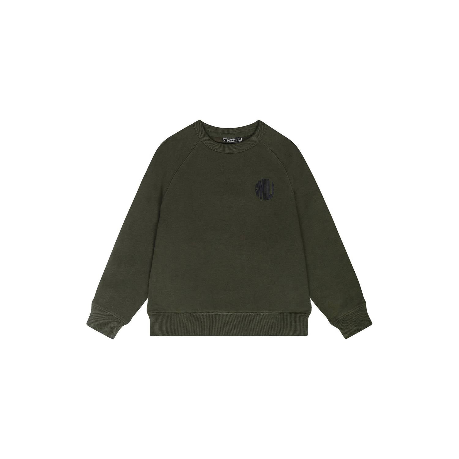 Tumble 'n Dry oversized sweater met backprint olijfgroen