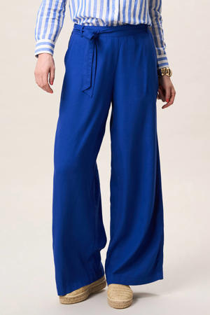 wide leg regular waist broek blauw