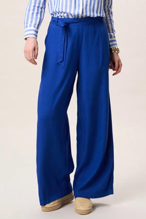 wide leg regular waist broek blauw