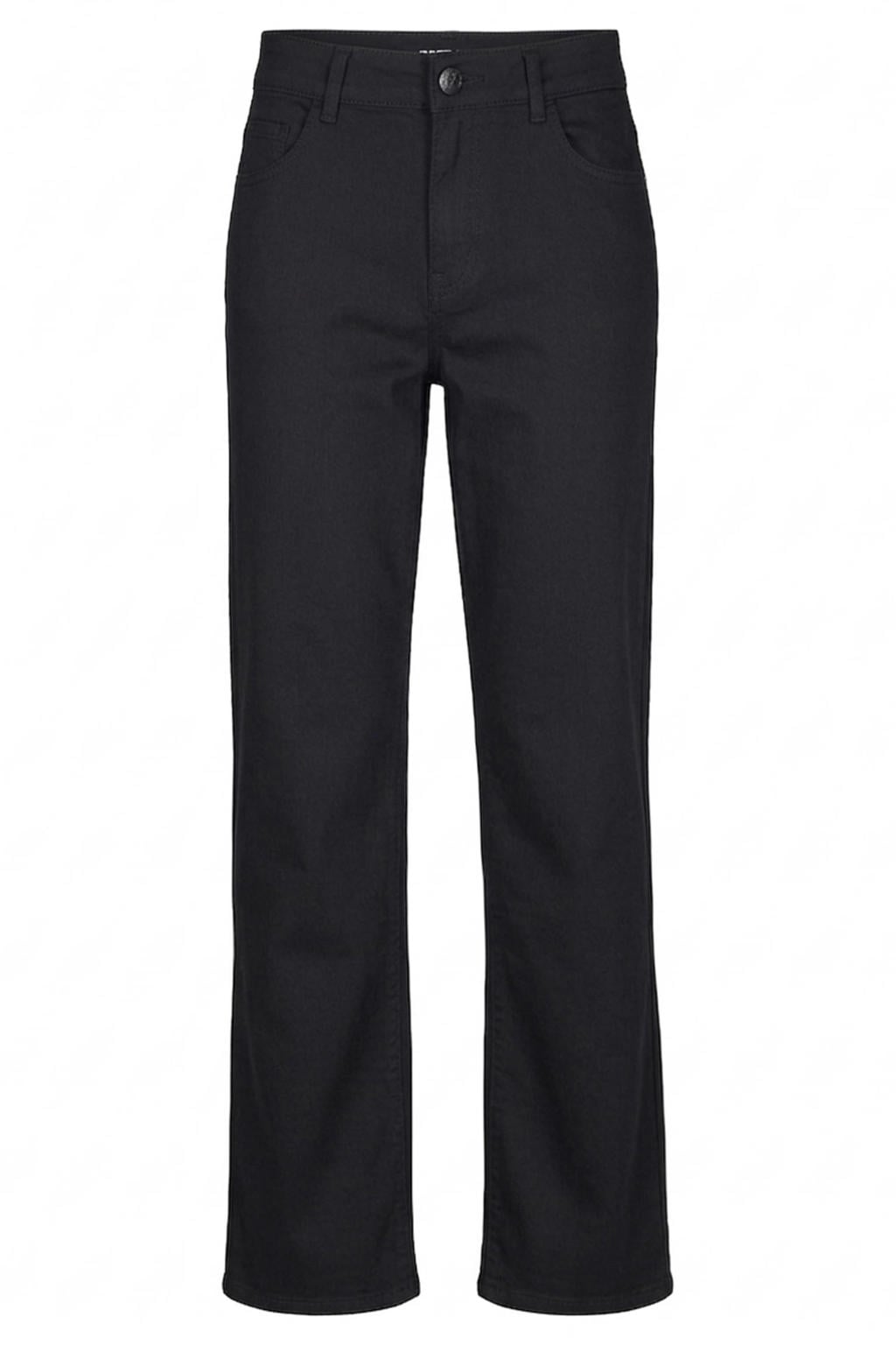 Zwarte dames Miss Etam high waist wide leg jeans van katoen met rits- en knoopsluiting en effen
