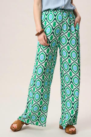 wide leg regular waist broek groen