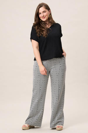 wide leg high waist broek zwart